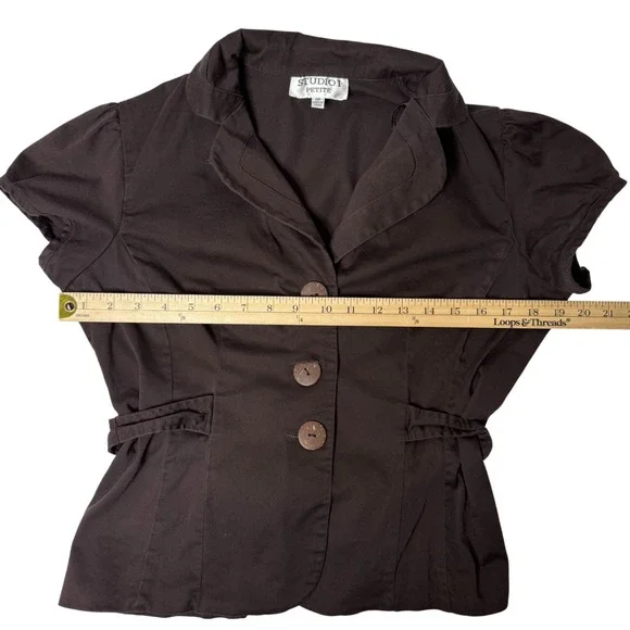 Vintage 2000s Brown Floral A-Line Top Skirt Set Retro Office Cottagecore 12P - Picture 10 of 16